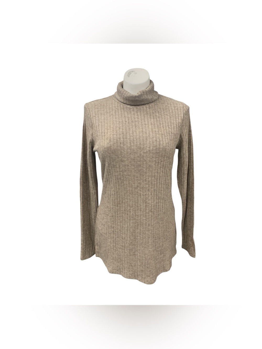 RW&CO. Ribbed Turtleneck Sweater - Taupe Beige Size M